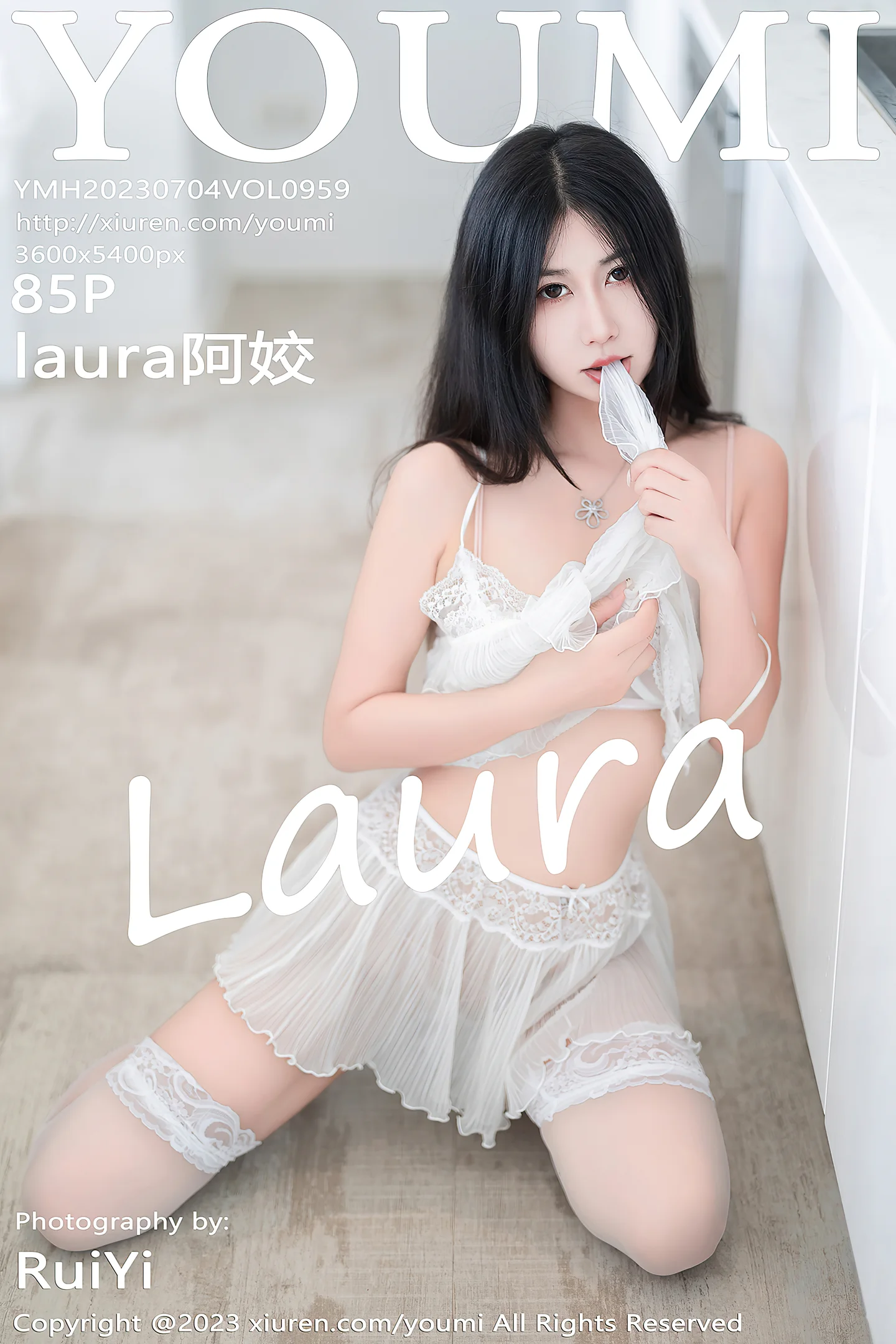 [YouMi尤蜜荟]Vol.959_模特laura阿姣性感白色轻透网纱套装露白色蕾丝内衣完美诱惑写真85P-秀人网 - XiuRen.Pro